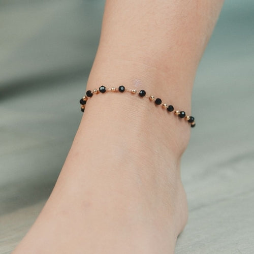 Asian Black Bead Chain Nazaria protection Indian Payal Emo Anklet